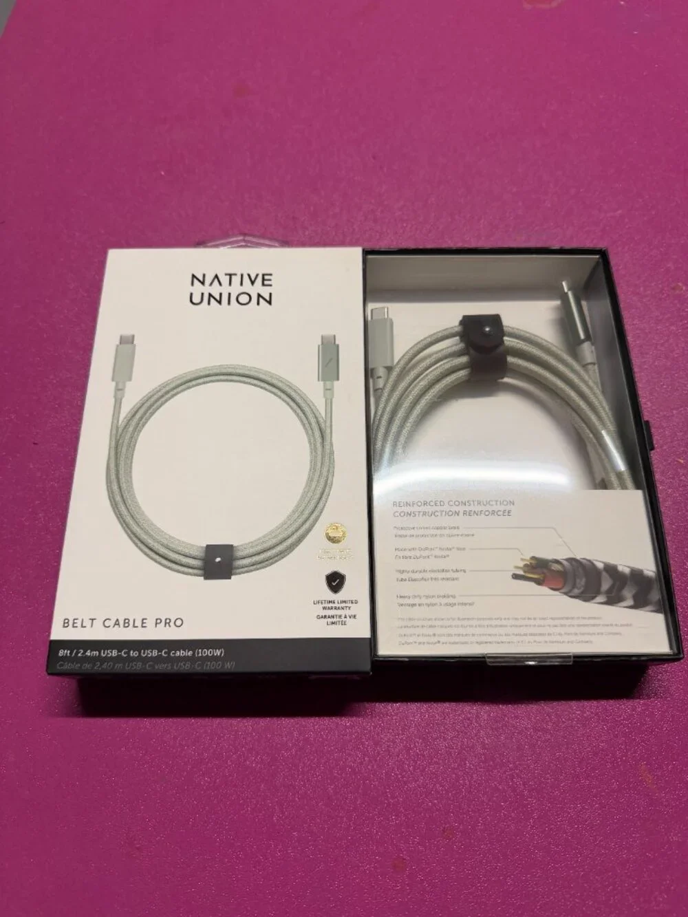 Native Union Belt Cable Pro (8 ft / 2.4 m USB-C to USB-C Cable) Sage